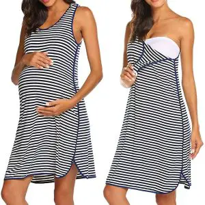 Sleeveless Dress Striped Nightgown